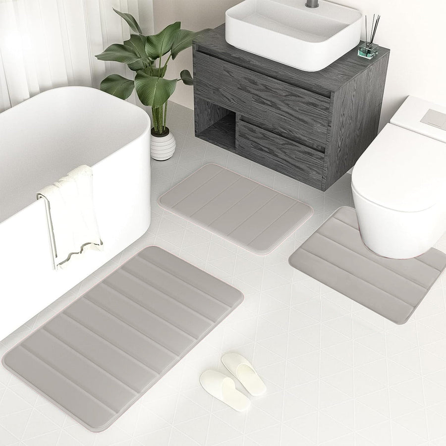 Memory Foam Toilet Rug, Non-Slip Bathroom Rugs, Toilet Rugs U Shaped Washable, Commode Contour Rug, Soft Comfortable Super Water Absorption #3_Beige