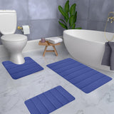 Memory Foam Toilet Rug, Non-Slip Bathroom Rugs, Toilet Rugs U Shaped Washable, Commode Contour Rug, Soft Comfortable Super Water Absorption #3_Blue