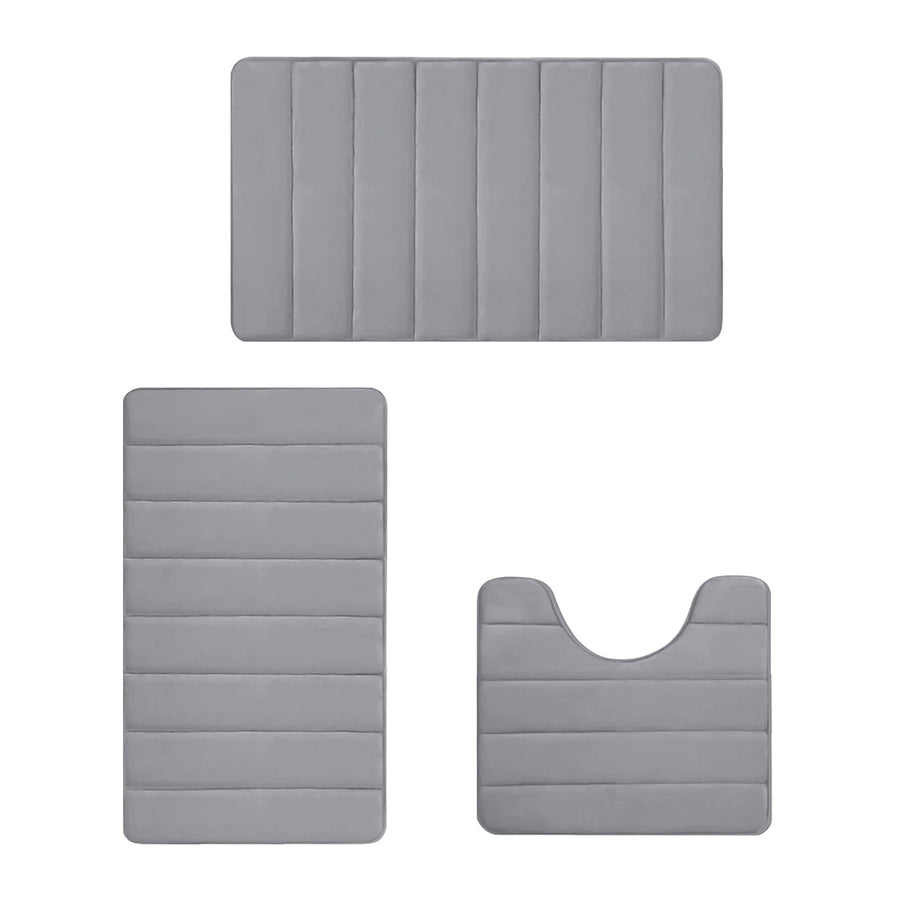 Memory Foam Toilet Rug, Non-Slip Bathroom Rugs, Toilet Rugs U Shaped Washable, Commode Contour Rug, Soft Comfortable Super Water Absorption #3_Gray