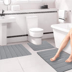 Memory Foam Toilet Rug, Non-Slip Bathroom Rugs, Toilet Rugs U Shaped Washable, Commode Contour Rug, Soft Comfortable Super Water Absorption #3_Gray