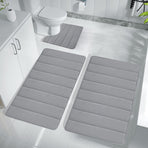 Memory Foam Toilet Rug, Non-Slip Bathroom Rugs, Toilet Rugs U Shaped Washable, Commode Contour Rug, Soft Comfortable Super Water Absorption #3_Gray