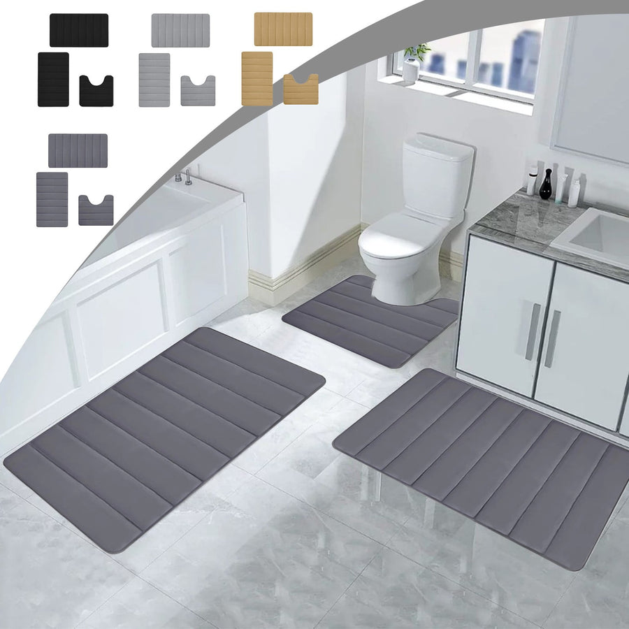 Memory Foam Toilet Rug, Non-Slip Bathroom Rugs, Toilet Rugs U Shaped Washable, Commode Contour Rug, Soft Comfortable Super Water Absorption #3_Khaki