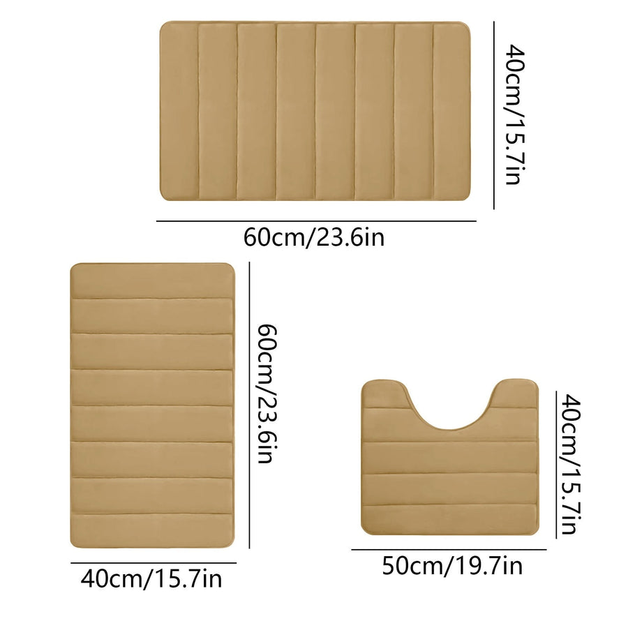 Memory Foam Toilet Rug, Non-Slip Bathroom Rugs, Toilet Rugs U Shaped Washable, Commode Contour Rug, Soft Comfortable Super Water Absorption #3_Khaki