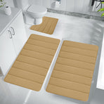 Memory Foam Toilet Rug, Non-Slip Bathroom Rugs, Toilet Rugs U Shaped Washable, Commode Contour Rug, Soft Comfortable Super Water Absorption #3_Khaki