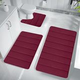 Memory Foam Toilet Rug, Non-Slip Bathroom Rugs, Toilet Rugs U Shaped Washable, Commode Contour Rug, Soft Comfortable Super Water Absorption #3_Red