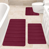 Memory Foam Toilet Rug, Non-Slip Bathroom Rugs, Toilet Rugs U Shaped Washable, Commode Contour Rug, Soft Comfortable Super Water Absorption #3_Red - Low Angle