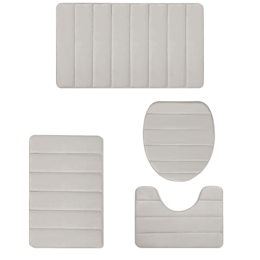 Memory Foam Toilet Rug, Non-Slip Bathroom Rugs, Toilet Rugs U Shaped Washable, Commode Contour Rug, Soft Comfortable Super Water Absorption #4_Beige