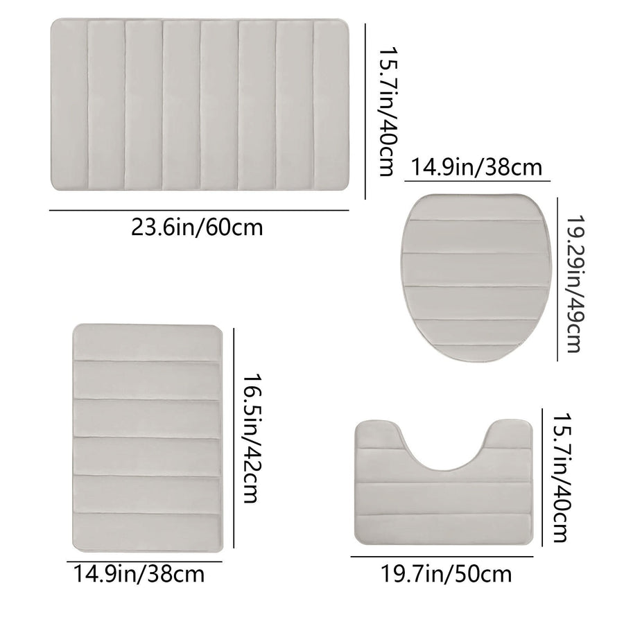 Memory Foam Toilet Rug, Non-Slip Bathroom Rugs, Toilet Rugs U Shaped Washable, Commode Contour Rug, Soft Comfortable Super Water Absorption #4_Beige