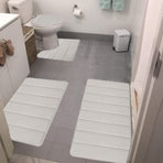 Memory Foam Toilet Rug, Non-Slip Bathroom Rugs, Toilet Rugs U Shaped Washable, Commode Contour Rug, Soft Comfortable Super Water Absorption #4_Beige