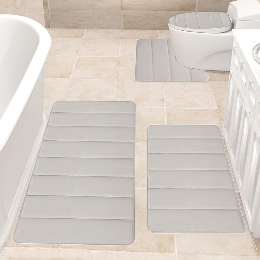Memory Foam Toilet Rug, Non-Slip Bathroom Rugs, Toilet Rugs U Shaped Washable, Commode Contour Rug, Soft Comfortable Super Water Absorption #4_Beige