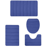 Memory Foam Toilet Rug, Non-Slip Bathroom Rugs, Toilet Rugs U Shaped Washable, Commode Contour Rug, Soft Comfortable Super Water Absorption #4_Blue