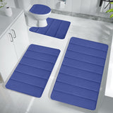Memory Foam Toilet Rug, Non-Slip Bathroom Rugs, Toilet Rugs U Shaped Washable, Commode Contour Rug, Soft Comfortable Super Water Absorption #4_Blue