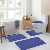 Memory Foam Toilet Rug, Non-Slip Bathroom Rugs, Toilet Rugs U Shaped Washable, Commode Contour Rug, Soft Comfortable Super Water Absorption #4_Blue - Extra Image