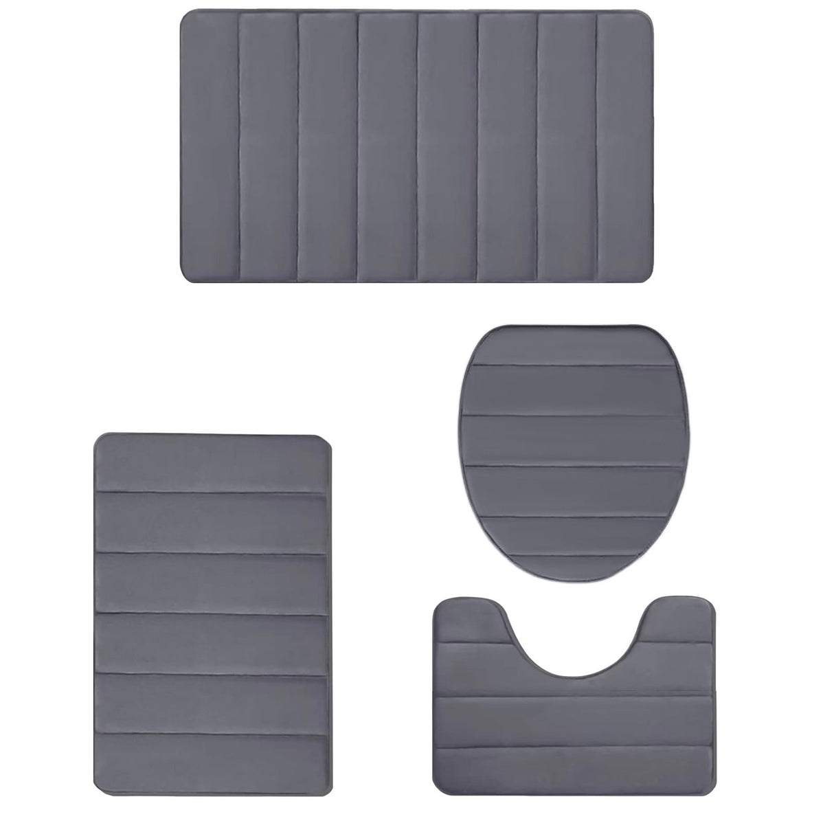 Memory Foam Toilet Rug, Non-Slip Bathroom Rugs, Toilet Rugs U Shaped Washable, Commode Contour Rug, Soft Comfortable Super Water Absorption #4_Dark Gray