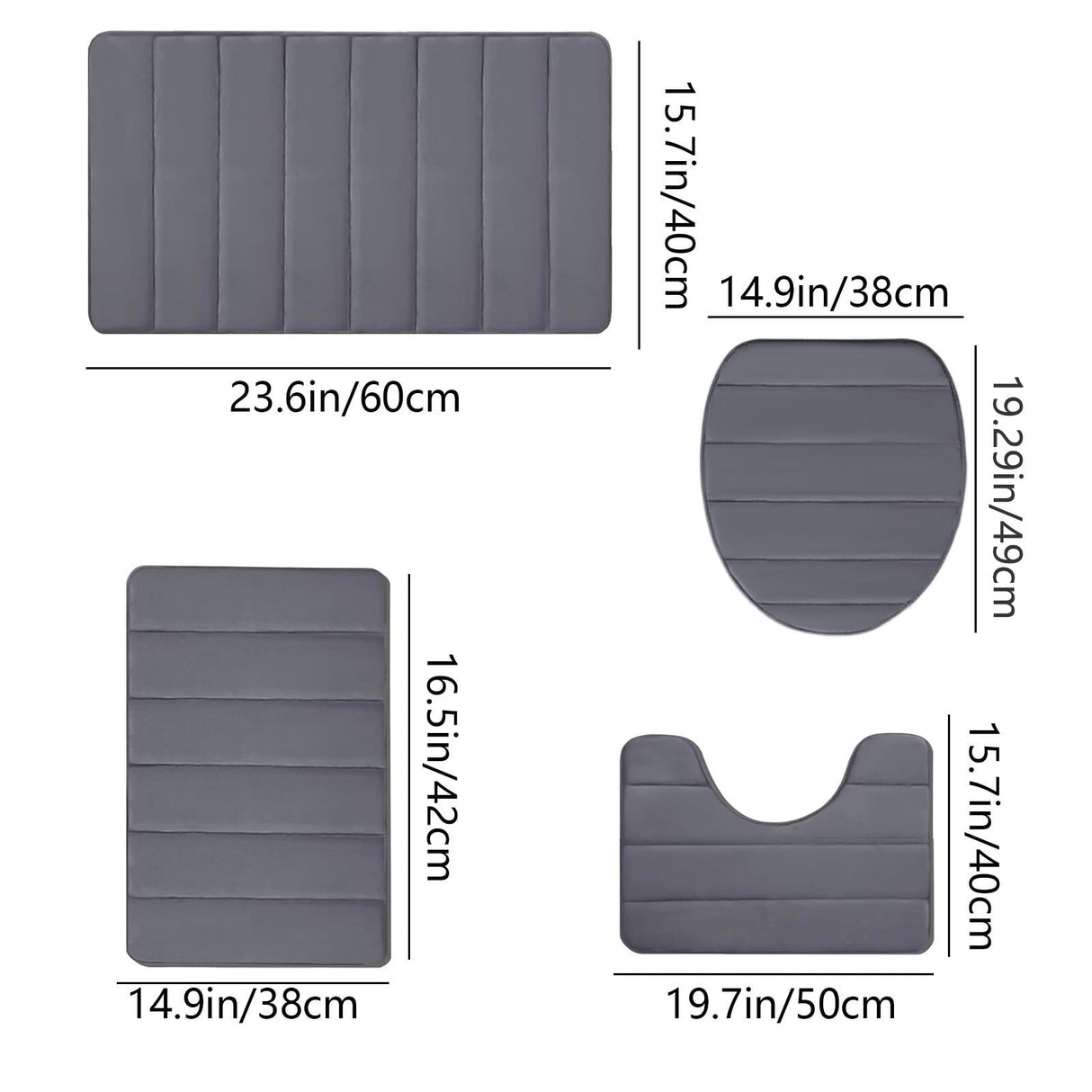 Memory Foam Toilet Rug, Non-Slip Bathroom Rugs, Toilet Rugs U Shaped Washable, Commode Contour Rug, Soft Comfortable Super Water Absorption #4_Dark Gray