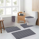 Memory Foam Toilet Rug, Non-Slip Bathroom Rugs, Toilet Rugs U Shaped Washable, Commode Contour Rug, Soft Comfortable Super Water Absorption #4_Dark Gray