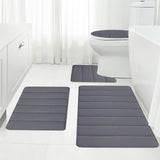 Memory Foam Toilet Rug, Non-Slip Bathroom Rugs, Toilet Rugs U Shaped Washable, Commode Contour Rug, Soft Comfortable Super Water Absorption #4_Dark Gray - Extra Image