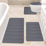 Memory Foam Toilet Rug, Non-Slip Bathroom Rugs, Toilet Rugs U Shaped Washable, Commode Contour Rug, Soft Comfortable Super Water Absorption #4_Dark Gray - Extra Image