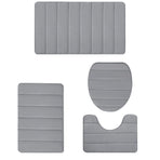 Memory Foam Toilet Rug, Non-Slip Bathroom Rugs, Toilet Rugs U Shaped Washable, Commode Contour Rug, Soft Comfortable Super Water Absorption #4_Gray