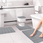 Memory Foam Toilet Rug, Non-Slip Bathroom Rugs, Toilet Rugs U Shaped Washable, Commode Contour Rug, Soft Comfortable Super Water Absorption #4_Gray