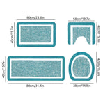 Bathroom Rugs Sets, Non-Slip Bath Mat Set 4 Piece, Soft Comfortable Washable Bathroom Mat Set, Quicker Dry Bathroom Rug with Toilet Rug Blue