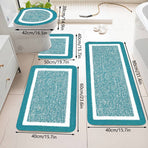 Bathroom Rugs Sets, Non-Slip Bath Mat Set 4 Piece, Soft Comfortable Washable Bathroom Mat Set, Quicker Dry Bathroom Rug with Toilet Rug Blue