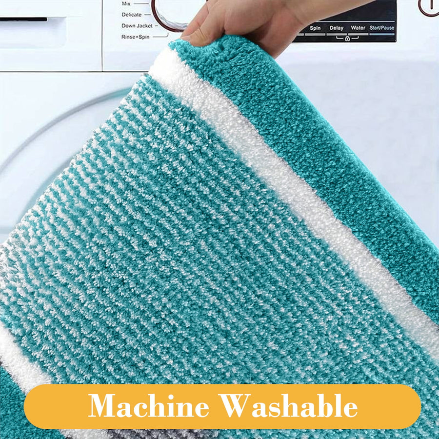 Bathroom Rugs Sets, Non-Slip Bath Mat Set 4 Piece, Soft Comfortable Washable Bathroom Mat Set, Quicker Dry Bathroom Rug with Toilet Rug Blue