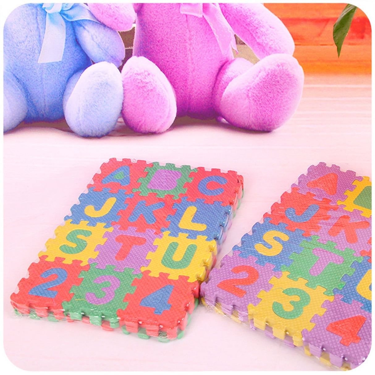 36 PCS Kids Foam Play Mat, 12x12 Inch Number Alphabet Foam Puzzle Floor Mat,Soft Non-Slip Foam Tiles for Floor Kid Edges Play Mat Multicolor
