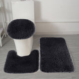 Bathroom Rugs Sets, Non-Slip Bath Mat Set 3 Piece, Soft Comfortable Washable Bathroom Mat Set, Quicker Dry Bathroom Rug with Toilet Rug Black