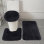 Bathroom Rugs Sets, Non-Slip Bath Mat Set 3 Piece, Soft Comfortable Washable Bathroom Mat Set, Quicker Dry Bathroom Rug with Toilet Rug Black