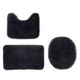 Bathroom Rugs Sets, Non-Slip Bath Mat Set 3 Piece, Soft Comfortable Washable Bathroom Mat Set, Quicker Dry Bathroom Rug with Toilet Rug Black - Front View