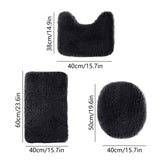 Bathroom Rugs Sets, Non-Slip Bath Mat Set 3 Piece, Soft Comfortable Washable Bathroom Mat Set, Quicker Dry Bathroom Rug with Toilet Rug Black - Side View