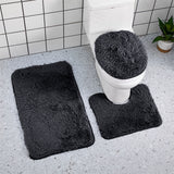 Bathroom Rugs Sets, Non-Slip Bath Mat Set 3 Piece, Soft Comfortable Washable Bathroom Mat Set, Quicker Dry Bathroom Rug with Toilet Rug Black