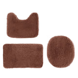 Bathroom Rugs Sets, Non-Slip Bath Mat Set 3 Piece, Soft Comfortable Washable Bathroom Mat Set, Quicker Dry Bathroom Rug with Toilet Rug Brown - Front View