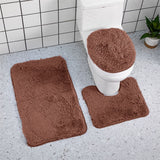 Bathroom Rugs Sets, Non-Slip Bath Mat Set 3 Piece, Soft Comfortable Washable Bathroom Mat Set, Quicker Dry Bathroom Rug with Toilet Rug Brown - Top-Down View