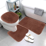 Bathroom Rugs Sets, Non-Slip Bath Mat Set 3 Piece, Soft Comfortable Washable Bathroom Mat Set, Quicker Dry Bathroom Rug with Toilet Rug Brown - 45-Degree Angle