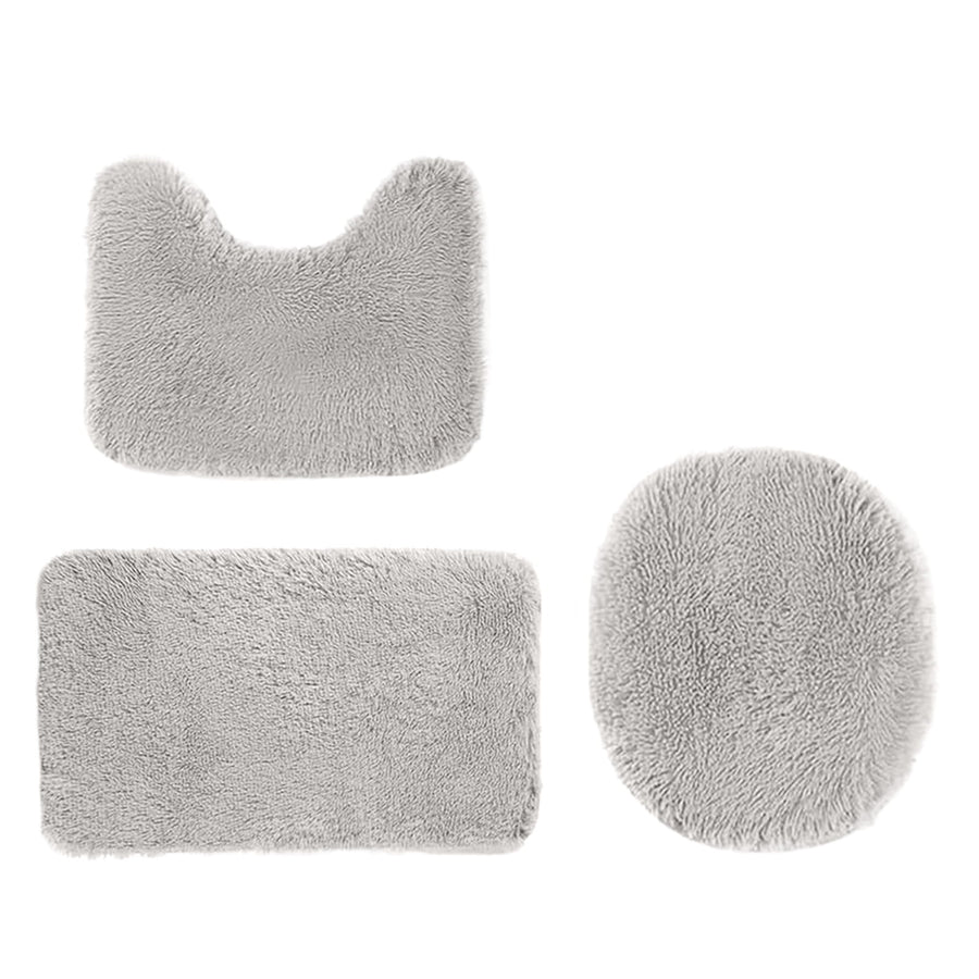 Bathroom Rugs Sets, Non-Slip Bath Mat Set 3 Piece, Soft Comfortable Washable Bathroom Mat Set, Quicker Dry Bathroom Rug with Toilet Rug Gray
