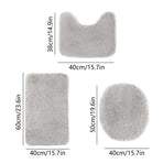 Bathroom Rugs Sets, Non-Slip Bath Mat Set 3 Piece, Soft Comfortable Washable Bathroom Mat Set, Quicker Dry Bathroom Rug with Toilet Rug Gray