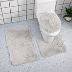 Bathroom Rugs Sets, Non-Slip Bath Mat Set 3 Piece, Soft Comfortable Washable Bathroom Mat Set, Quicker Dry Bathroom Rug with Toilet Rug Gray
