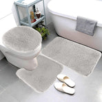 Bathroom Rugs Sets, Non-Slip Bath Mat Set 3 Piece, Soft Comfortable Washable Bathroom Mat Set, Quicker Dry Bathroom Rug with Toilet Rug Gray