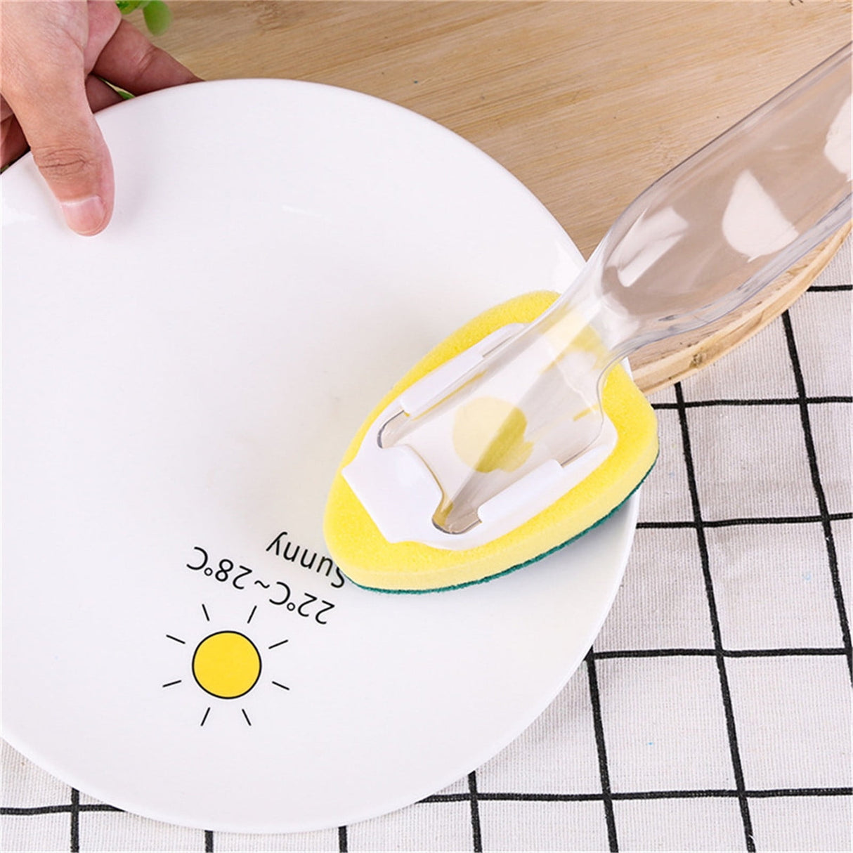 Non-Scratch Dish wand, Scrubber for Cleaning Kitchen, Bathroom, Household, Dish Scrubber Safe for Non-Stick Cookware, DishWand, Sponge Wand, Dish Sponge with Handle white