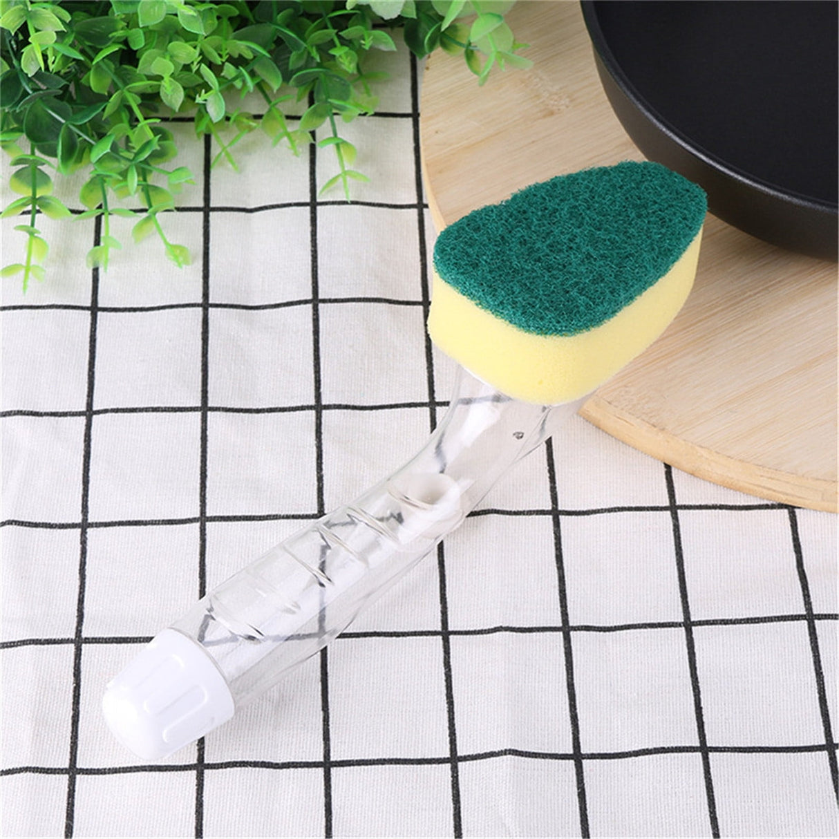 Non-Scratch Dish wand, Scrubber for Cleaning Kitchen, Bathroom, Household, Dish Scrubber Safe for Non-Stick Cookware, DishWand, Sponge Wand, Dish Sponge with Handle white