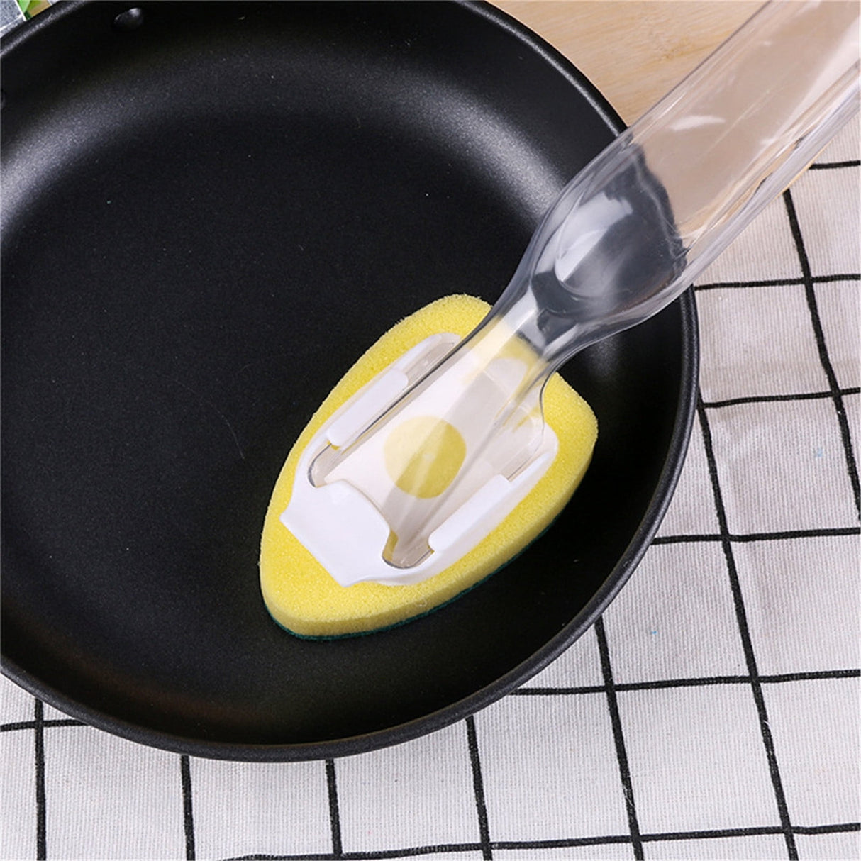 Non-Scratch Dish wand, Scrubber for Cleaning Kitchen, Bathroom, Household, Dish Scrubber Safe for Non-Stick Cookware, DishWand, Sponge Wand, Dish Sponge with Handle white