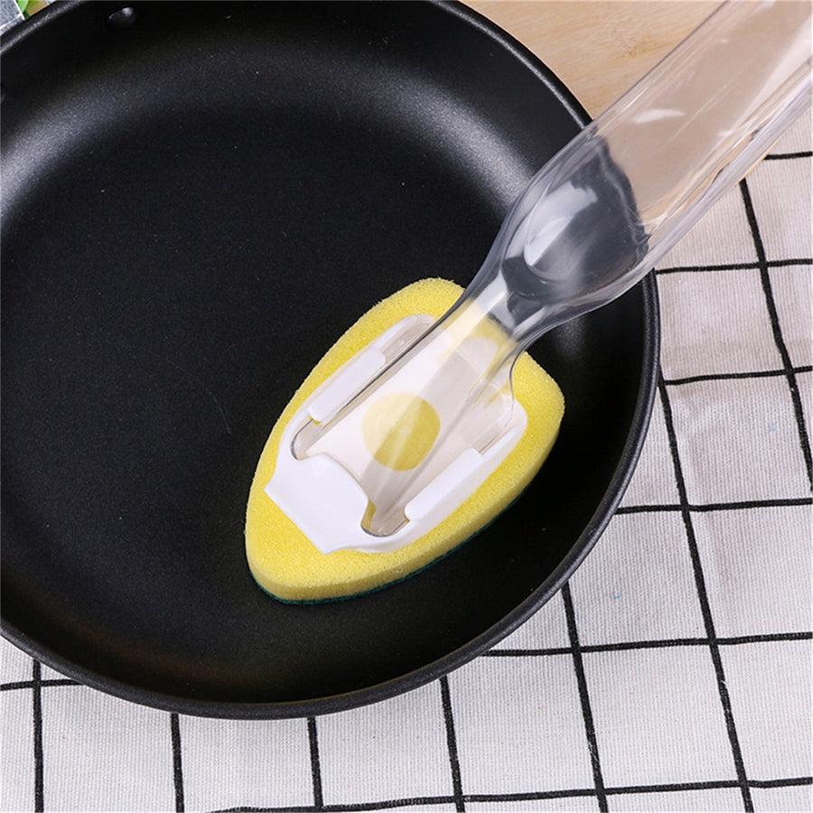 Non-Scratch Dish wand, Scrubber for Cleaning Kitchen, Bathroom, Household, Dish Scrubber Safe for Non-Stick Cookware, DishWand, Sponge Wand, Dish Sponge with Handle white
