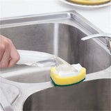 Non-Scratch Dish wand, Scrubber for Cleaning Kitchen, Bathroom, Household, Dish Scrubber Safe for Non-Stick Cookware, DishWand, Sponge Wand, Dish Sponge with Handle white - Extra Image