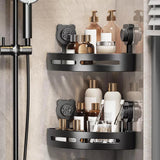 Corner Shower Caddy, Plastic Shower Organizer Corner with 2 Pcs Suction Cup, No Drilling Corner Shower Shelves for Bathroom Kitchen A