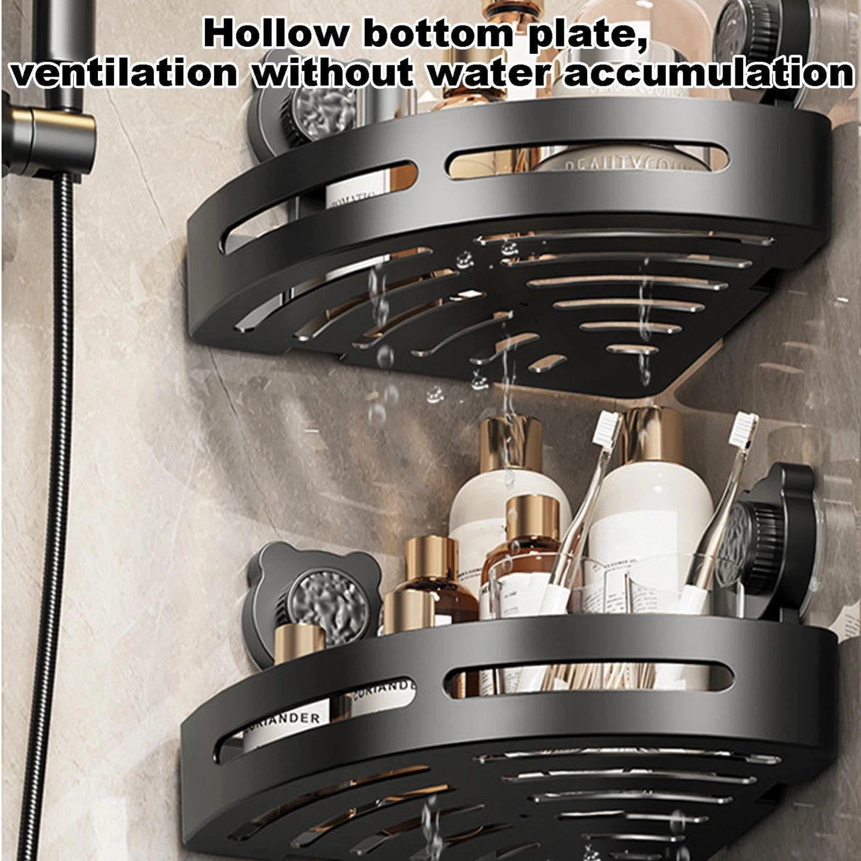 Corner Shower Caddy, Plastic Shower Organizer Corner with 2 Pcs Suction Cup, No Drilling Corner Shower Shelves for Bathroom Kitchen A