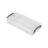 Plastic Pencil Case, Large Capacity Clear Pencil Box, Crayon Marker Box with Snap-Tight Lid, Plastic Pencil Cases, Pencil Box, Crayon Box Storage Gray - Front View