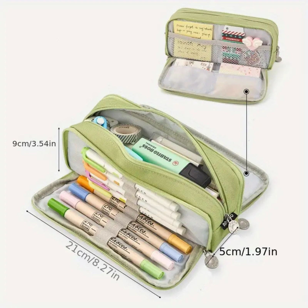 Pencil Case Large Capacity Pencil Pouch, Multi-layer Aesthetic Pen Bag, Sturdy Multifunctional Pencil Bag, Pencil Box, Sky Blue Black