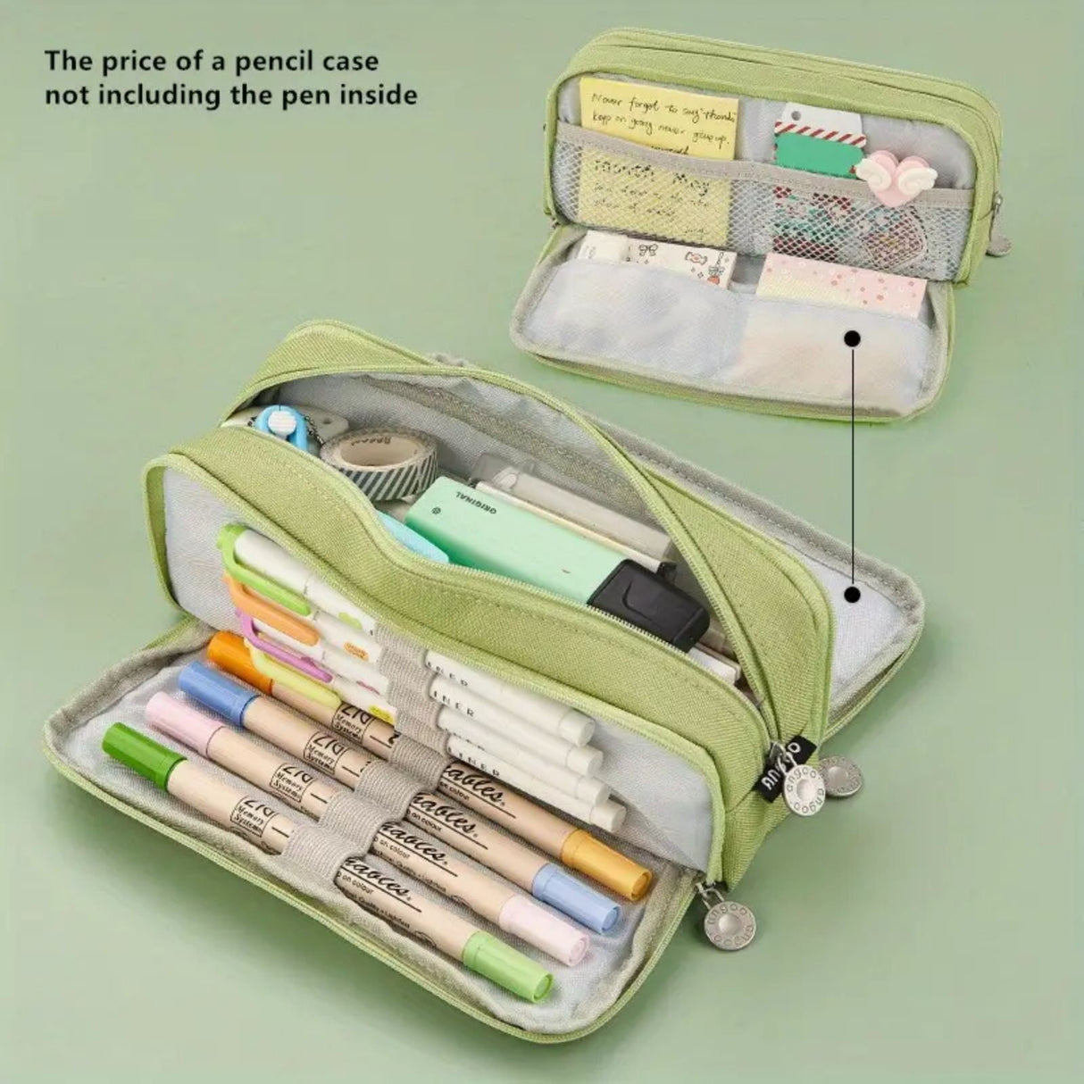 Pencil Case Large Capacity Pencil Pouch, Multi-layer Aesthetic Pen Bag, Sturdy Multifunctional Pencil Bag, Pencil Box, Sky Blue Green